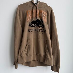 Roots Men's Tan Hoodie with Black Logo